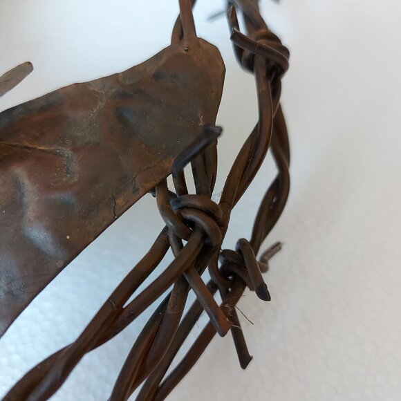 Barbed Wire Cowboy girl western Wreath 12" Metal Spur Holly Rustic Farmhouse - Picture 11 of 16